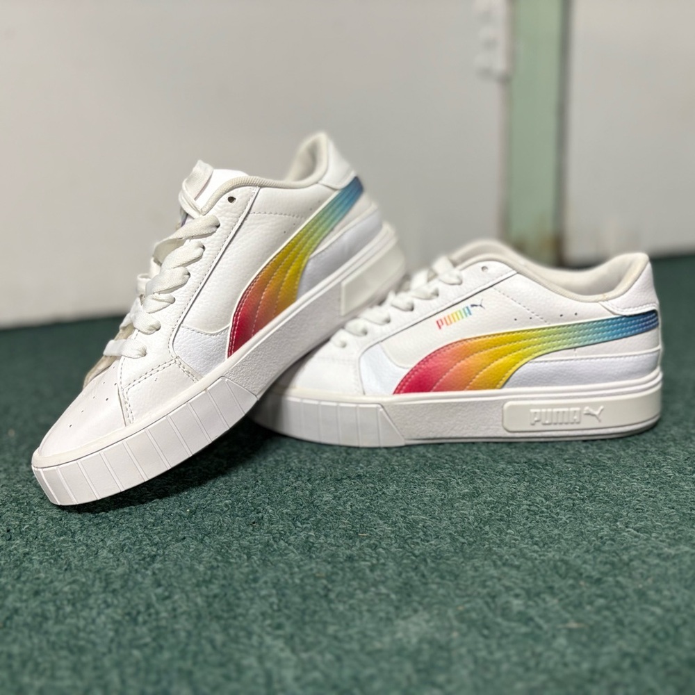 Puma White Sneakers with Multicolor Stripe